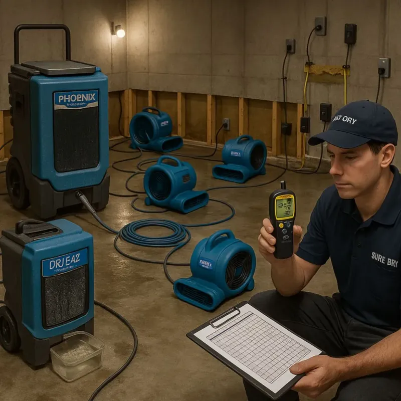 Structural Drying and Dehumidification process in Saint Anne, IL
